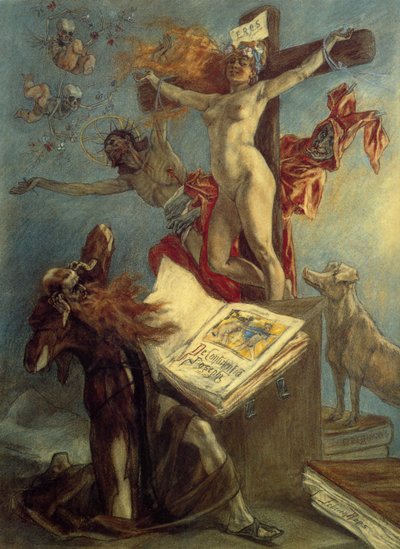 The Temptation of Saint Anthony, pastel drawing by Félicien Rops by Félicien Rops